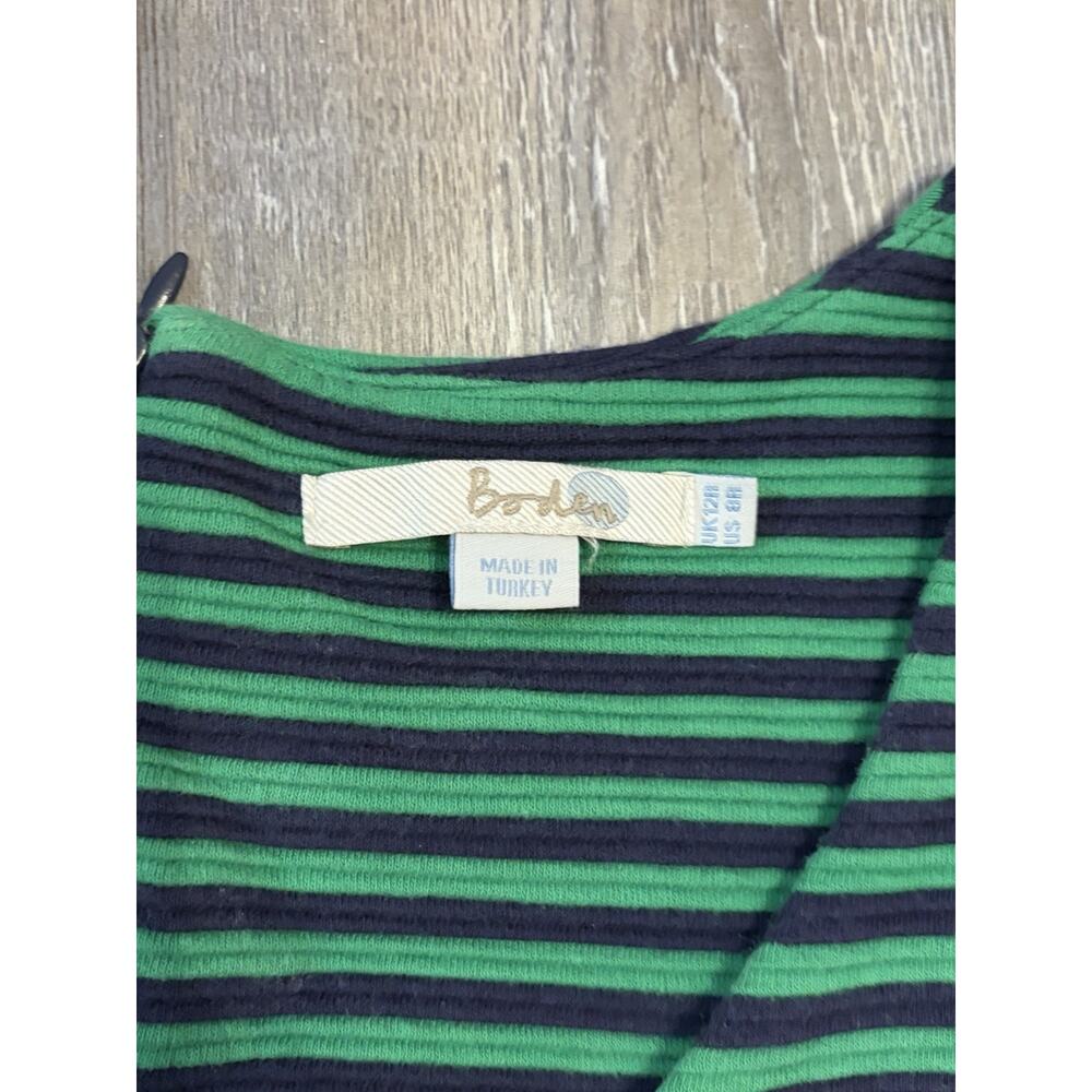 Boden Green and Navy Striped Midi Dress - Picture 3 of 7